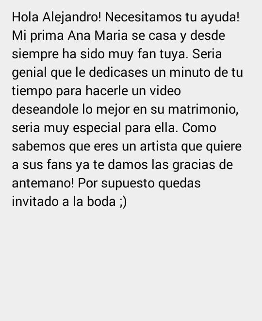 Albamf27's tweet photo. @AlejandroSanz POR FAVOR RT, POR FAVOR QUIERO QUE LO LEA Y RECIBIR NOTICIAS. AYUDA PPR FAVOR, RT!! SERIA UN SORPRESON http://t.co/CMyOljOpFo