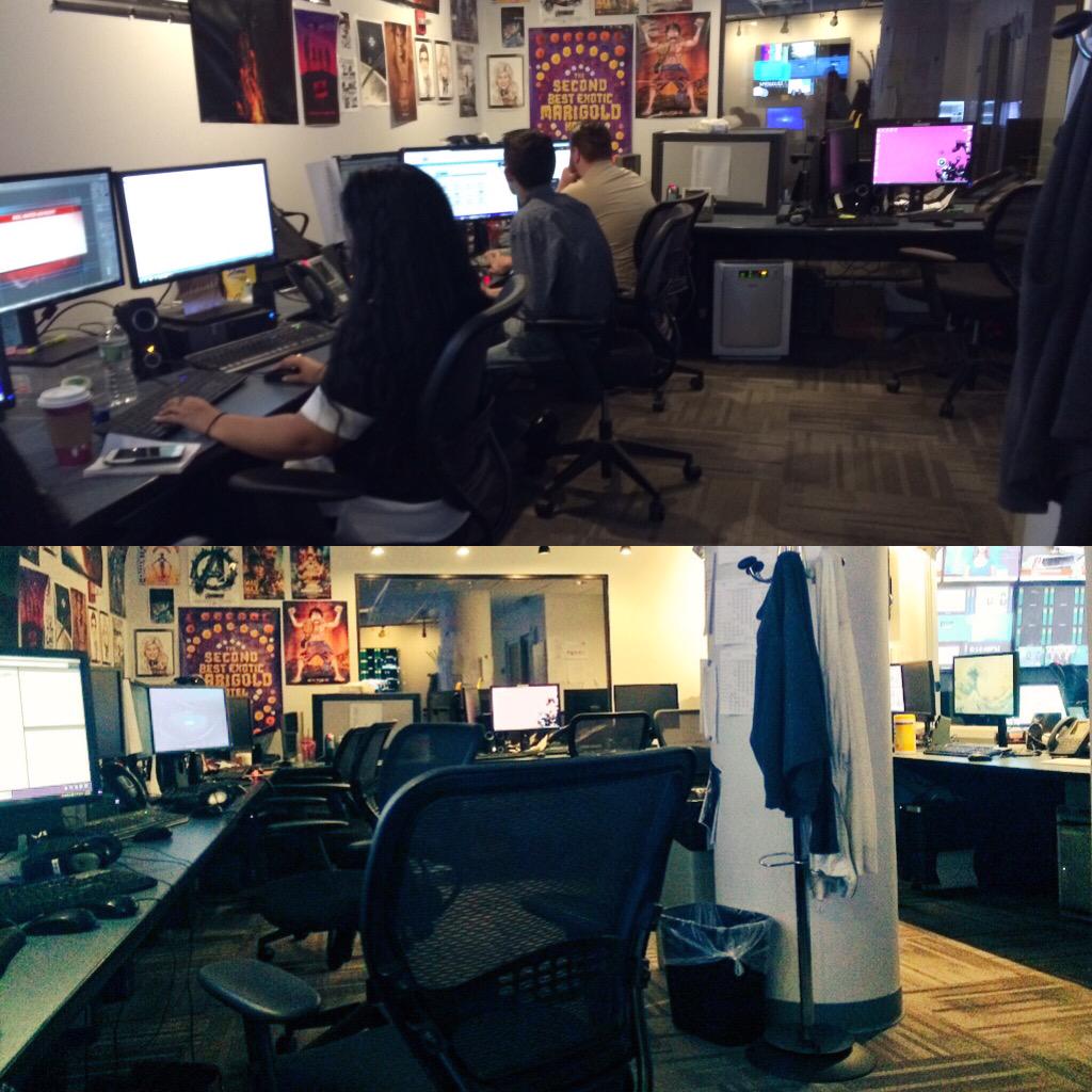 agiddix's tweet image. What a difference two days can make...#EditorsAtWork #behindthescenes #WeMakeNewsHappen #TVnews