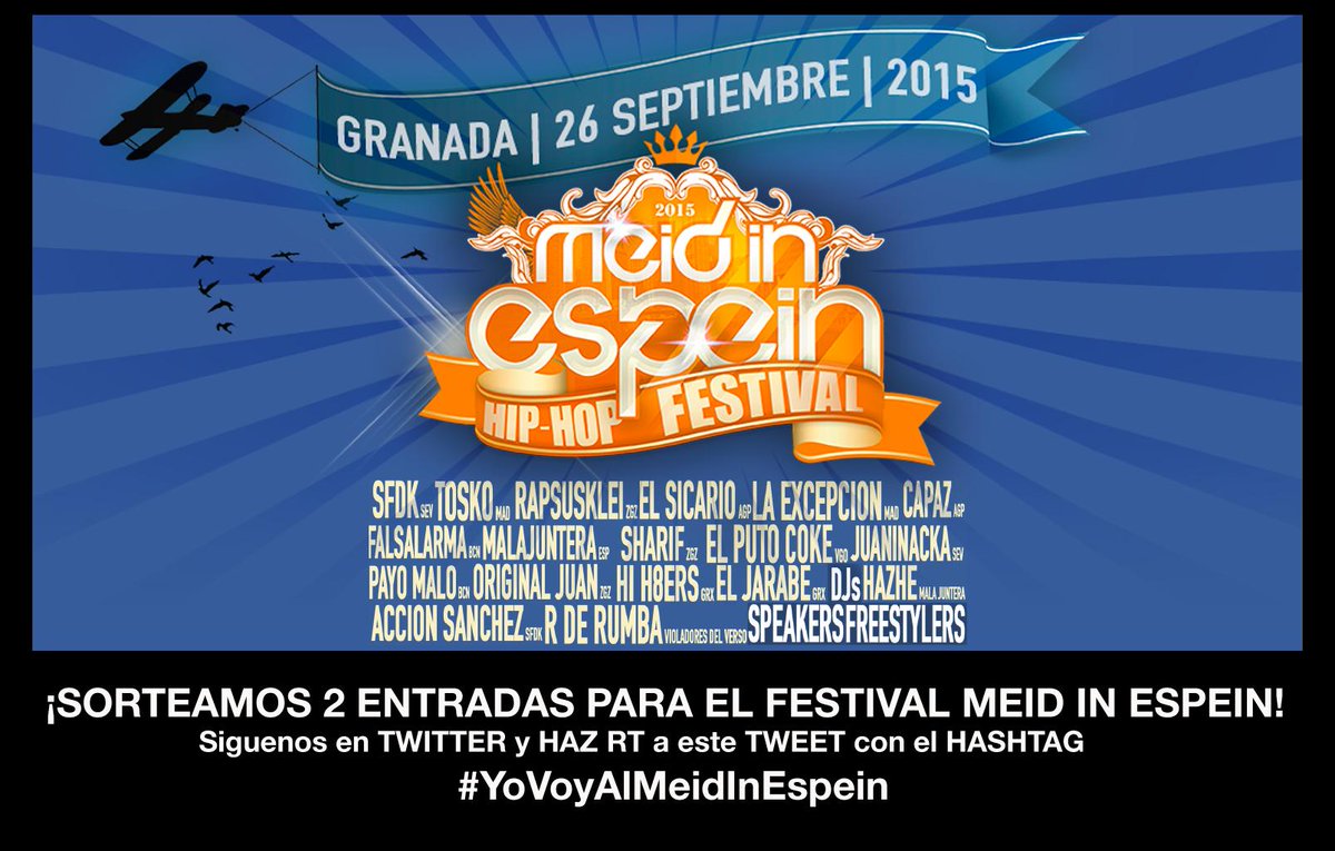 MEIDINESPEINFES's tweet photo. 📢¡PARTICIPA! SORTEO DE DOS ENTRADAS PARA @MEIDINESPEINFES:
✔SIGUENOS
✔Y HAZ RT CON EL HASHTAG #YoVoyAlMeidInEspein http://t.co/5K6BnStckU