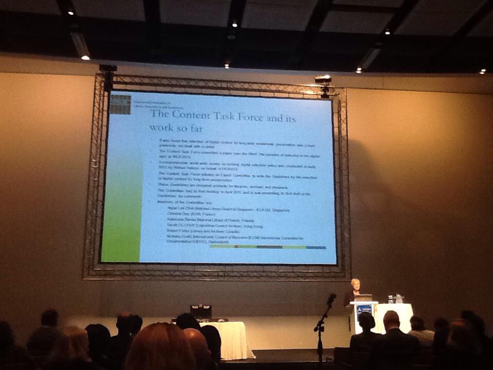 ingridthomson's tweet image. Very interesting discussion about the UNESCO PERSIST guidelines #wlic2015 #livelydiscussions