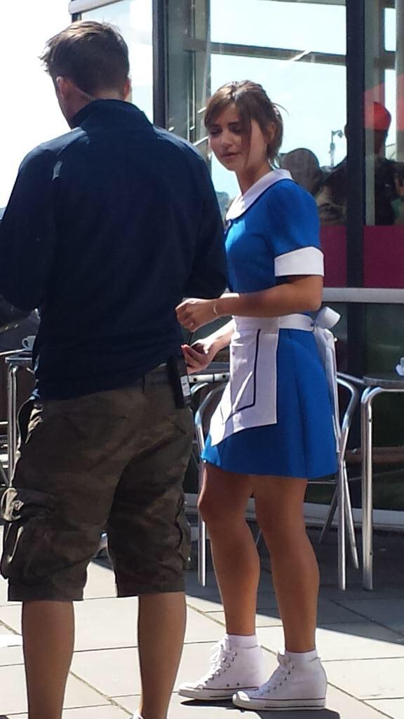 DWFilming's tweet image. Filming at Eddie's Diner with the Doctor, a guitar, and Clara as a waitress. Thanks, @AdamOrford1! #dwsr