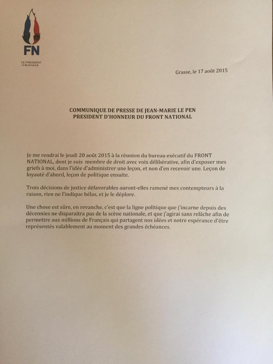 FN : nouvelle victoire judiciaire de Jean-Marie Le Pen contre sa fille - Page 2 CMnYgNnWEAEMPJ8
