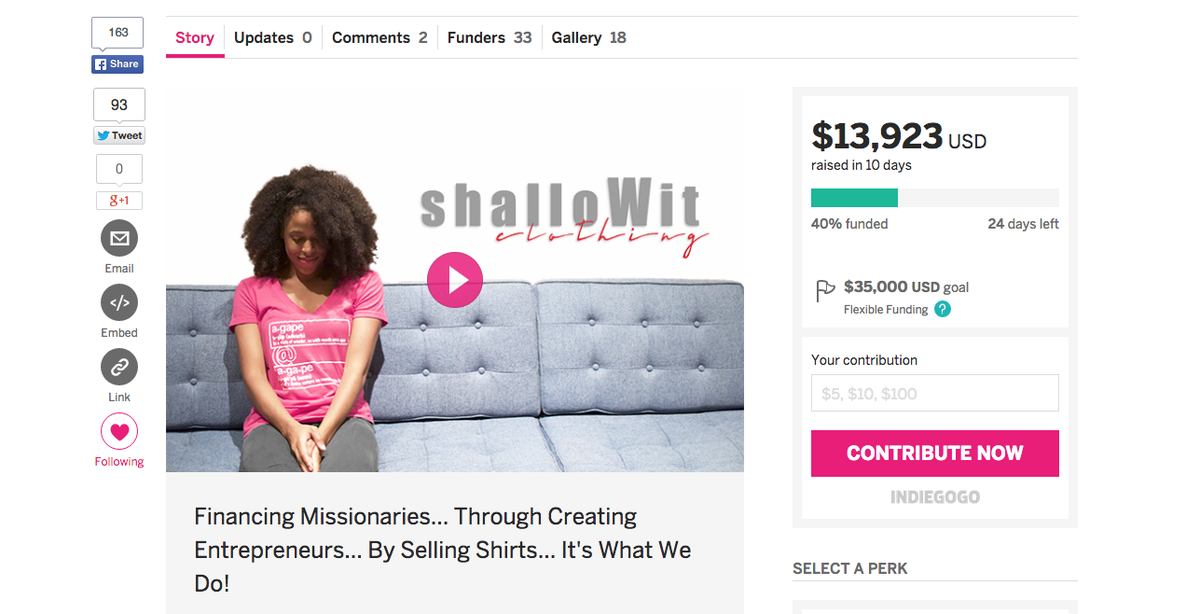shalloWitdesign's tweet photo. Our indiegogo campaign is running strong. Hoping to break the $14,000 mark today. http://t.co/PUdxDlM6bB http://t.co/nZjDdopQMZ