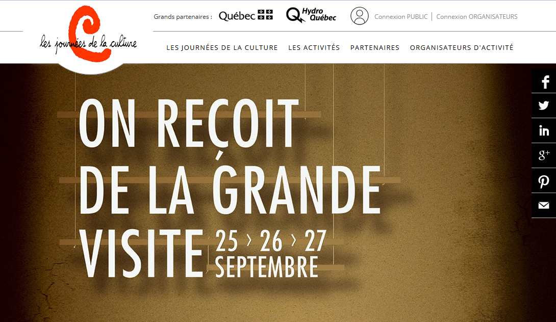 Notre tout nouveau site web est en ligne ! Rendez-vous au journeesdelaculture.qc.ca pour tout savoir au sujet des JDC !