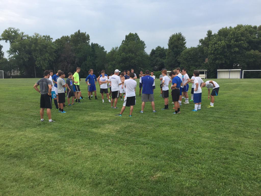 Time for soccer! HC <a href="/socshep/">Alan Shepherd</a> talking pre-practice with his players. <a href="/KapaunSports/">Kapaun Sports</a> <a href="/kapauncrusaders/">Kapaun Mt. Carmel</a> #CatchItKansas