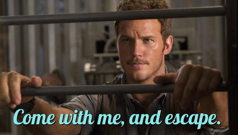 escaperacing's tweet photo. Wouldn't you join if he asked you to escape? #ChrisPratt #Escape #EscapeEntertainment #Fun #NYC #PinaColadaSong http://t.co/gwVoi7gzz8