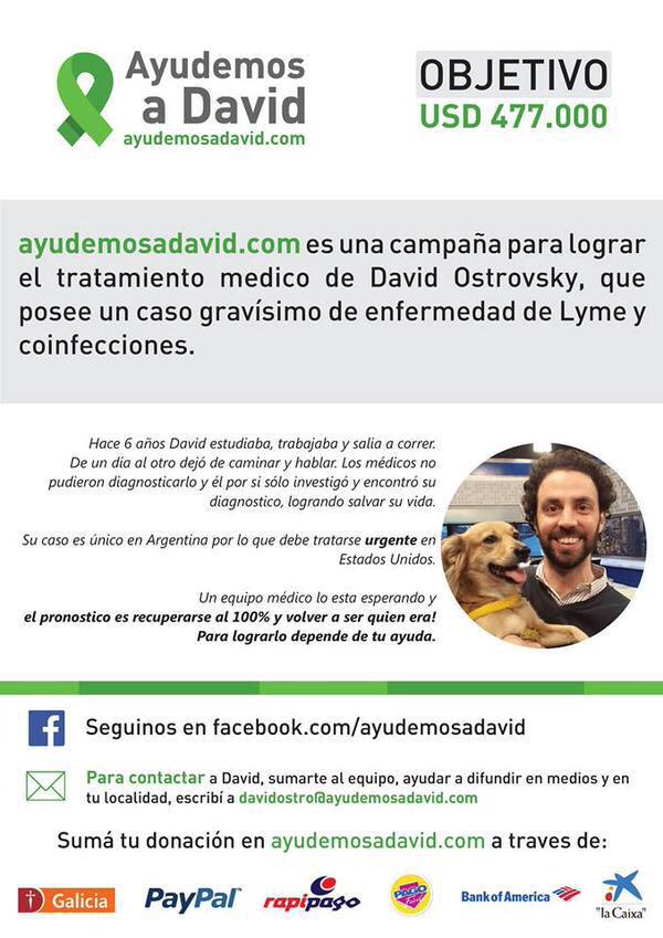 ayudemosadavid's tweet photo. #ayuda David tiene #Lyme y necesita tratamiento en USA | doná en http://t.co/dvu2o12dGV ¡todo suma! #Solidaridad http://t.co/dQKSzoUcHa