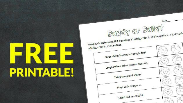 WeAreTeachers's tweet photo. #Printable of the Week: Buddy or Bully? Worksheet http://t.co/9Ey7rMHViM #ntchat #elemchat http://t.co/U1CvBDabNB
