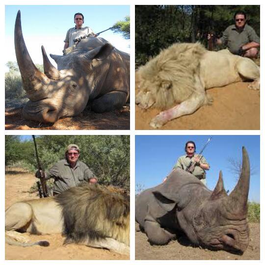 #TrophyHuntingScumGallery - Alexander Smuzicov poses proudly with four slain majestic creatures. #BanTrophyHunting