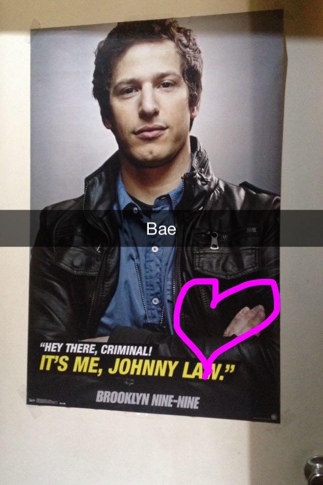 My first snap on Snapchat. Happy birthday, Andy Samberg!  