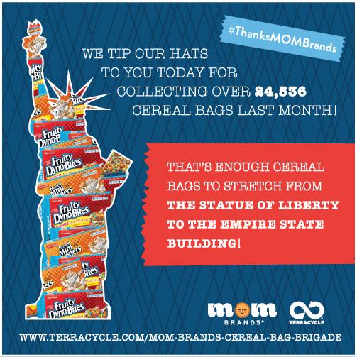 TerraCycle's tweet photo. We tip our hats to you today for collecting over 24, 536 cereal bags last month! #ThanksMOMBrands @MaltOMealCereal http://t.co/OX0TeXuqvP