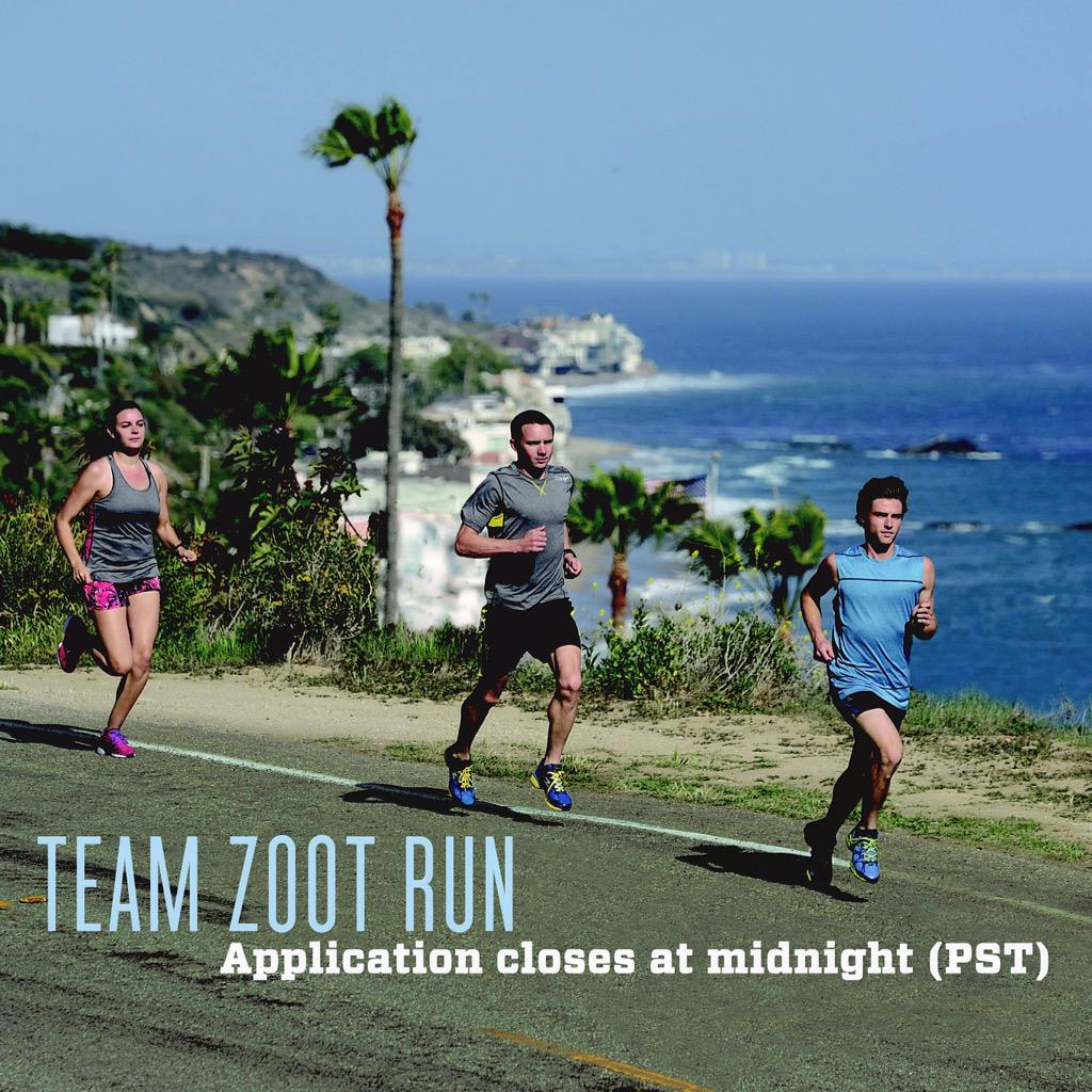 ZootSports's tweet photo. It is the final day to apply for Team Zoot Run! Application closes at midnight (PST) Apply at http://t.co/I9OOt9RcH8 http://t.co/wxzXxg2DbP