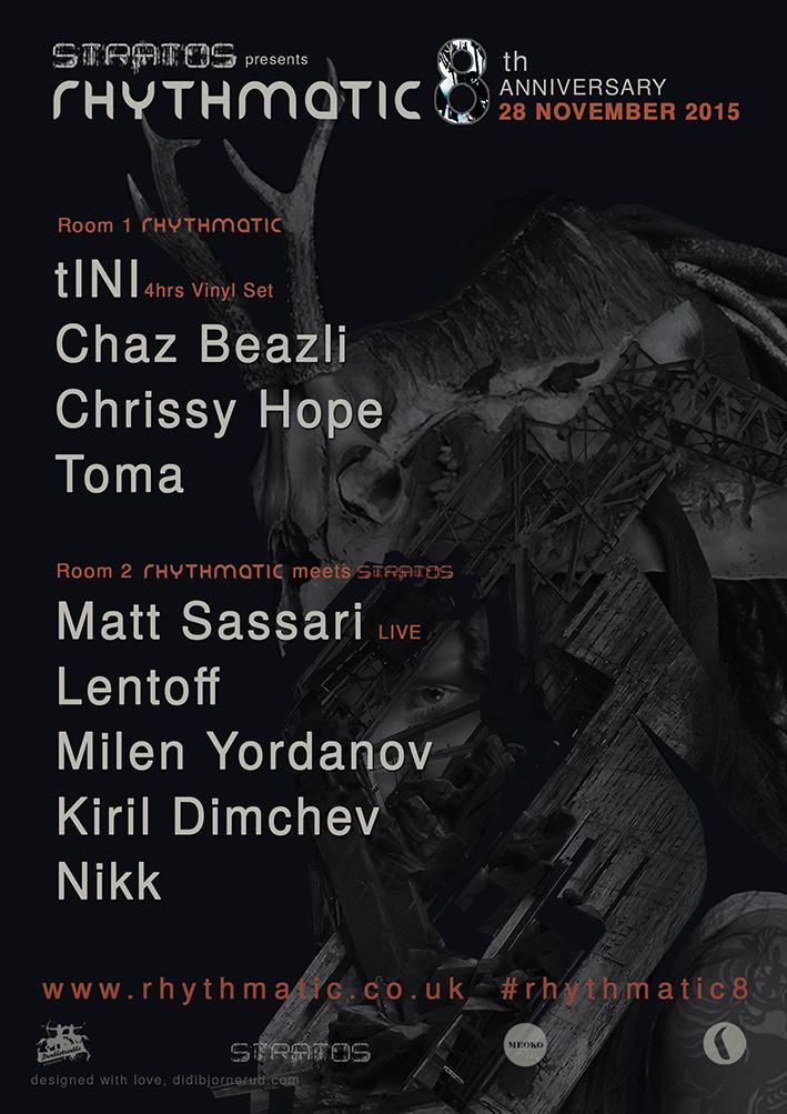 check our full line up for the 28 Nov for  #rhythmatic8 Anniversay <a href="/StratosEve/">Stratos Music Events</a> <a href="/tINItweed/">tINI</a> <a href="/MattSassari/">Matt Sassari</a> <a href="/ChazBeazli/">Chaz Beazli</a>