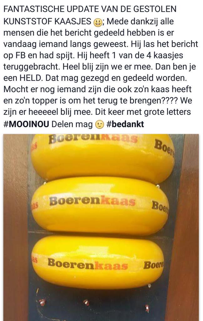 FANTASTISCHE UPDATE GESTOLEN KAASJES #rt is aardig.