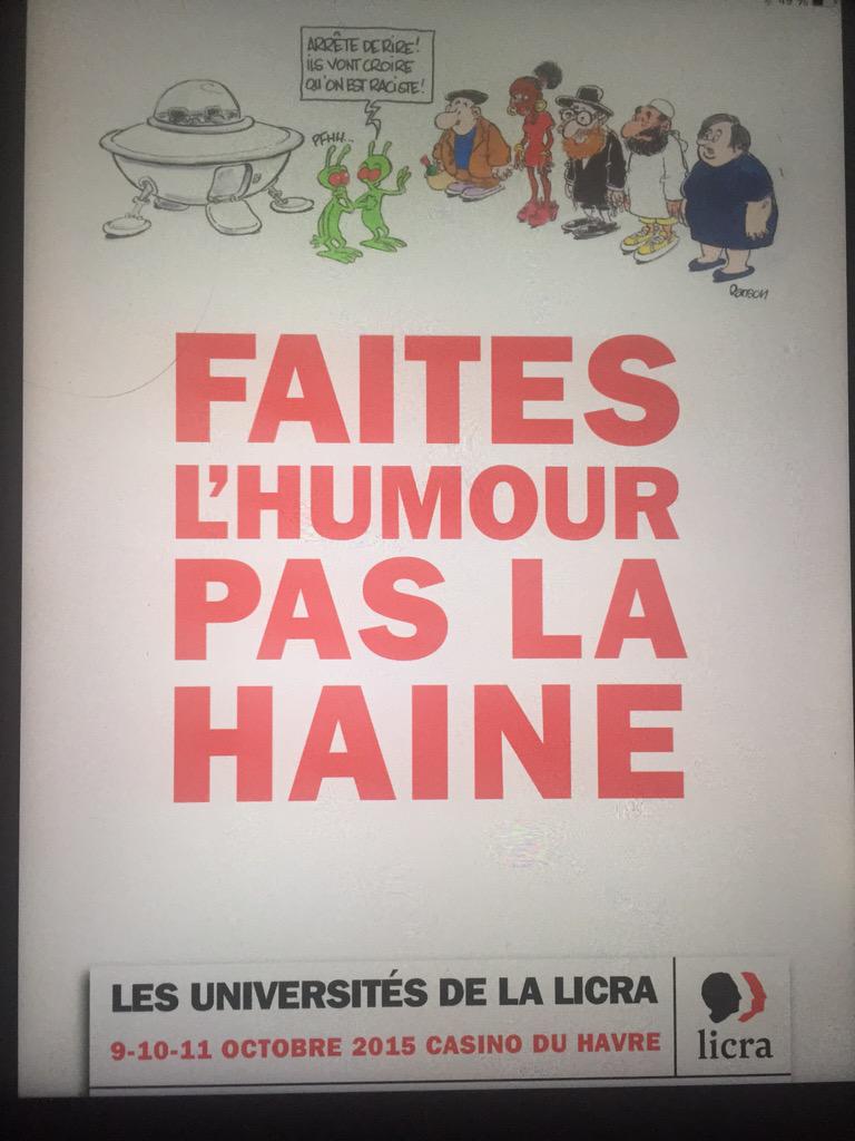 En avant première l'affiche des Universités de la Licra sur le thème "l'humour une arme contre le racisme"