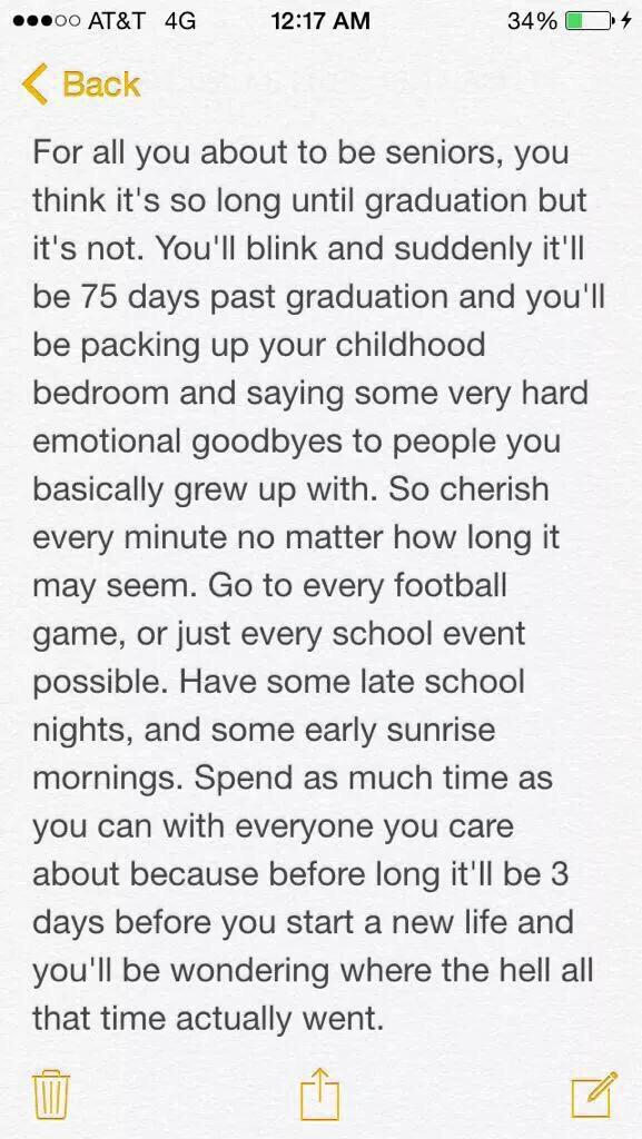 For all you about to be seniors