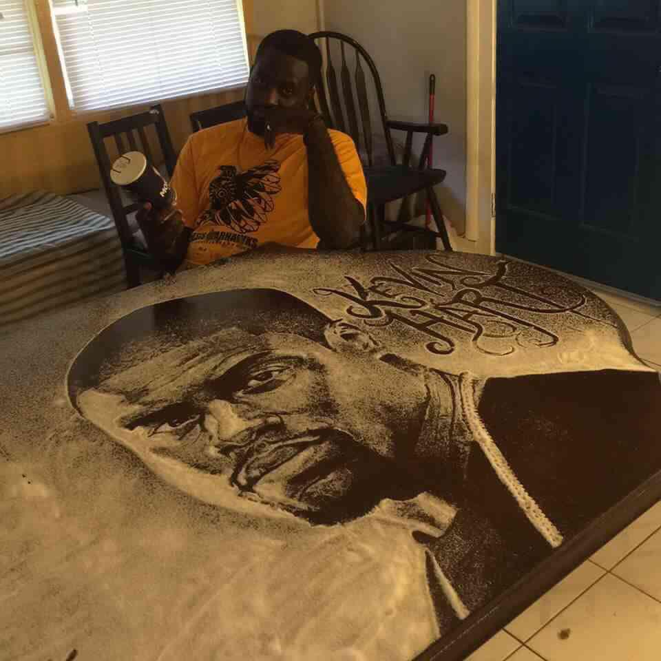 KevinHart4real's tweet photo. Wow I'm just now seeing this....This artist is amazing. I can't believe that he did this with salt....I'm blown away http://t.co/YUPiPPZhkf