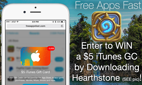 FreeAppsFast's tweet photo. 💎RETWEET to Win $5 iTunes GC👇
🔥 Install Hearthstone (SEE Note)⬇️
✅HERE ➡️http://t.co/MgBymltNYI❤️
🎉rely w/ referral http://t.co/99bEWjQAYl