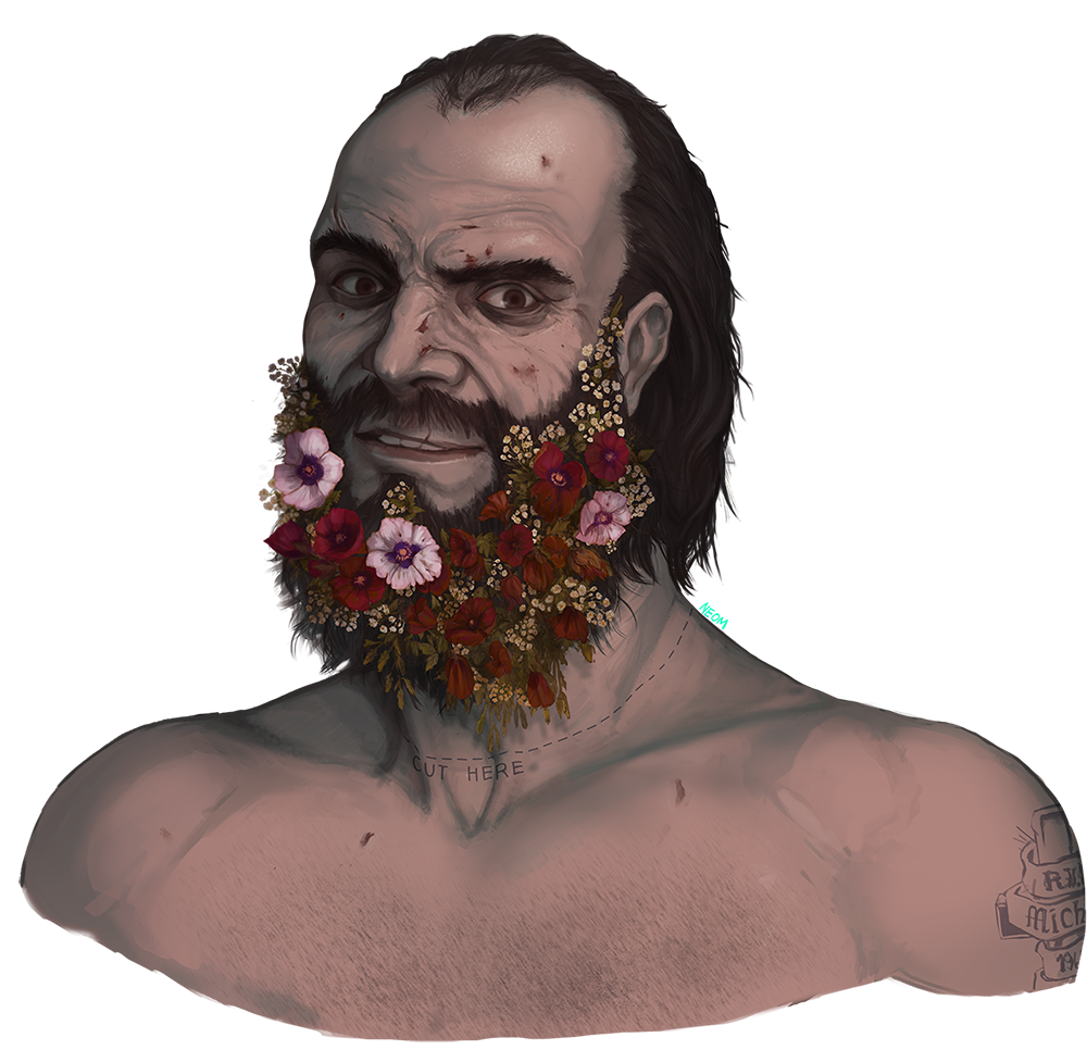 RockstarGames's tweet image. DeviantARTist @Neomineom illustrates Trevor as the consummate proto-hipster with a flower beard