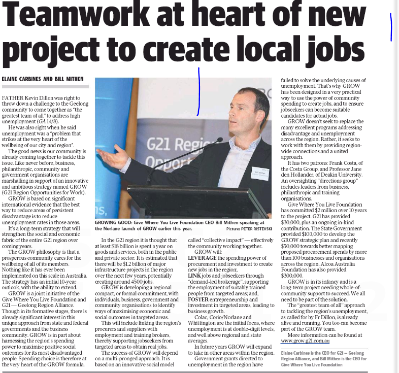 elainecarbines's tweet photo. @G21_Geelong @GiveGeelong Thx @geelongaddy 4 publishing op ed re innovative @GrowG21 today! #addressingdisadvantage http://t.co/wh5N21tBME