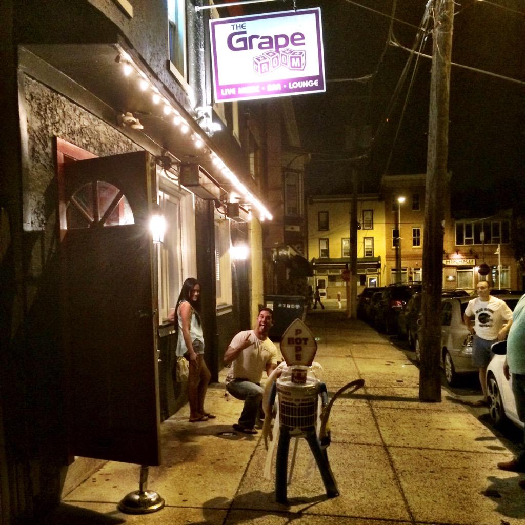 RaLeafMusic's tweet photo. Glad you stopped by to jam @PopeBotPhilly Hope somebody cool finds you in front of the Grape Room @PrestonSteve933 http://t.co/o7QJwbt8DA