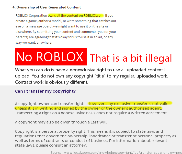 James Onnen Pa Twitter Scriptonroblox Alexnewtron This Annoys Me No Roblox That Clause Does Not Work Youdontownmystuff Http T Co 7lgruxlolx - roblox copyright laws