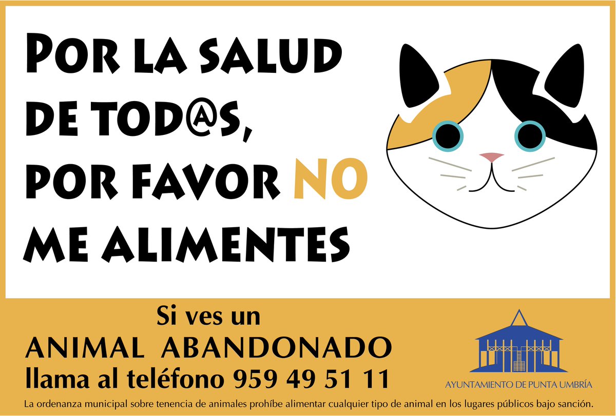 AytoPuntaUmbria's tweet photo. Una campaña municipal alerta en #PuntaUmbría(#Huelva) del riesgo de alimentar gatos callejeros http://t.co/mGKdffSVtS http://t.co/PlMgrtbV7I