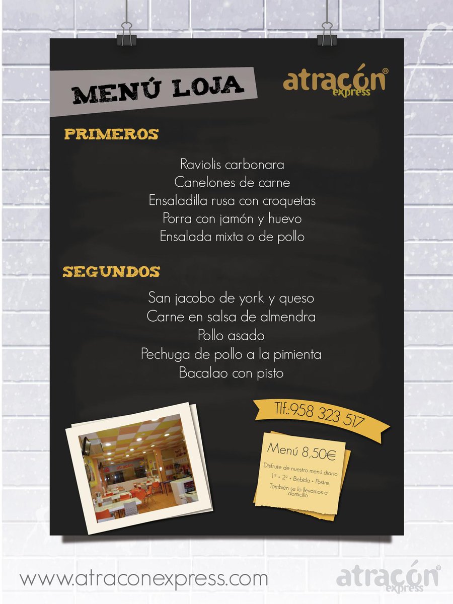 Atraconexpress's tweet photo. Martes 18/08/2015 estos son nuestros menus del día. http://t.co/ZjKrdroTvp