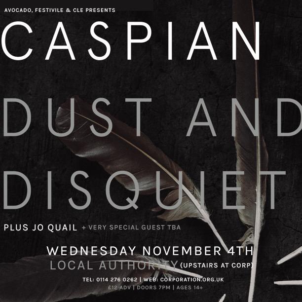 We've got post rock heroes <a href="/caspian/">CASPIAN</a> &amp; <a href="/JoQuailCello/">Jo Quail</a> playing <a href="/corpsheffield/">Corporation</a> this November. Tickets avail now!