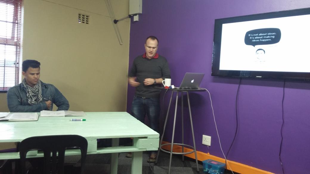 Nathanielwagz's tweet photo. Happy to have @rogernort join us this morning at the @grow_za #Entrepreneurship class #GLA2015 #RLabs http://t.co/EV5fnR1eHA