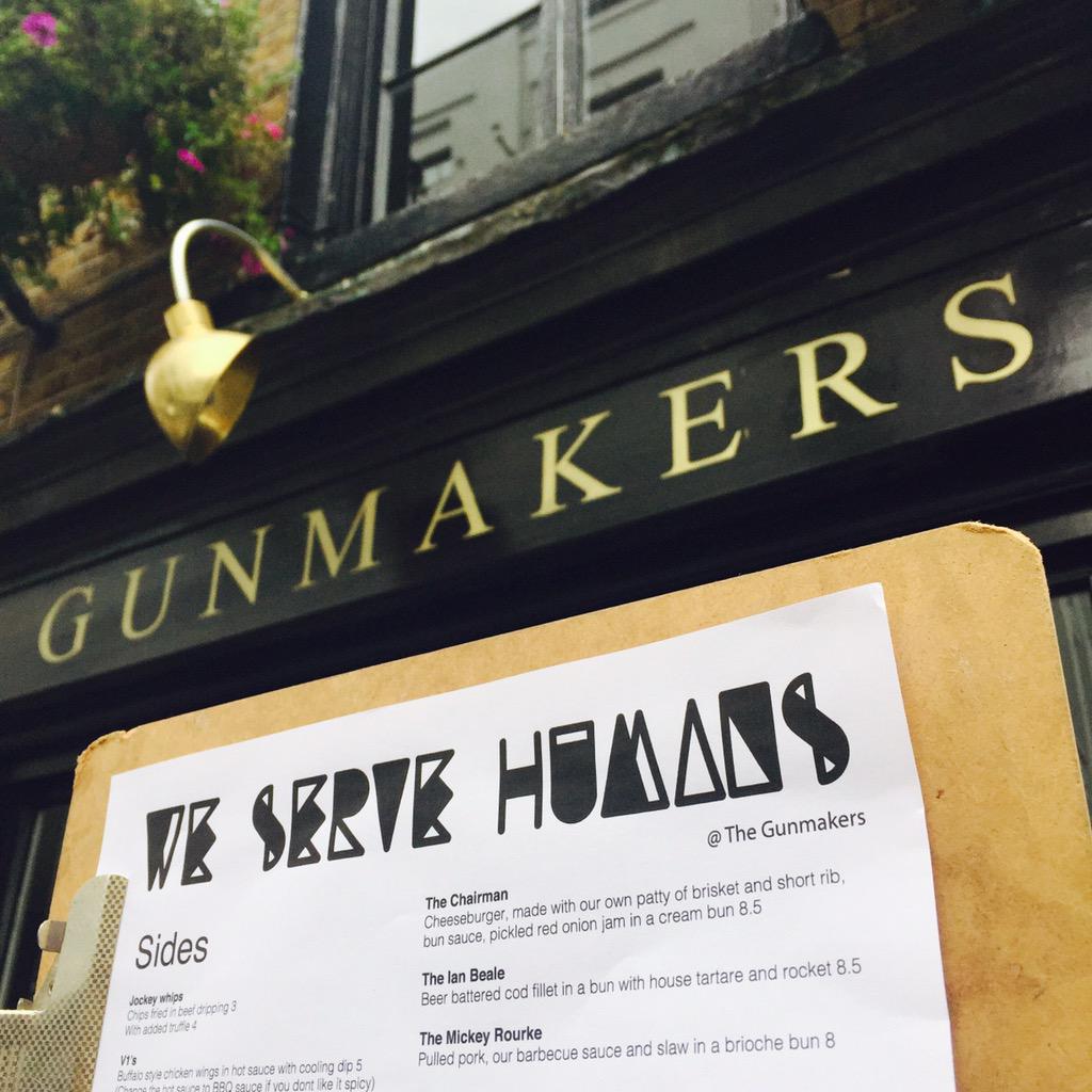 WeServeHumans's tweet photo. We've take over the kitchen @thegunmakers it's a perfect symbiosis of naughty food and crafty beer. Join us. http://t.co/oOOSvX0eAr