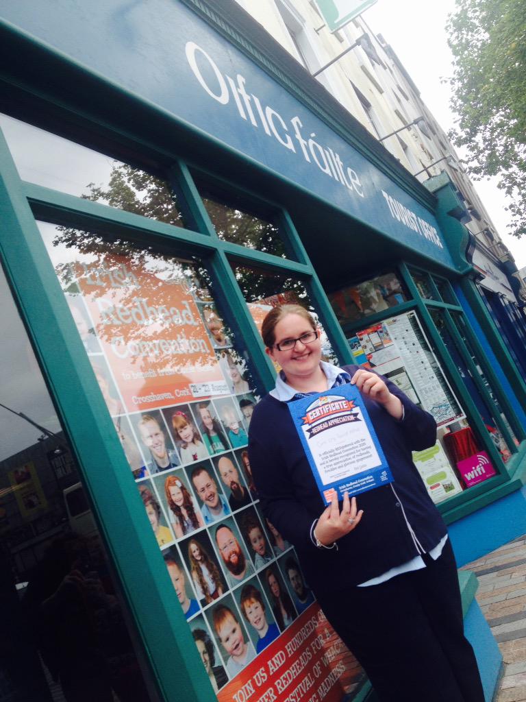 IrishRedheads's tweet image. We've dropped of some Certs of Redhead Appreciation to @CorkTIO check out our widow display if your passing!