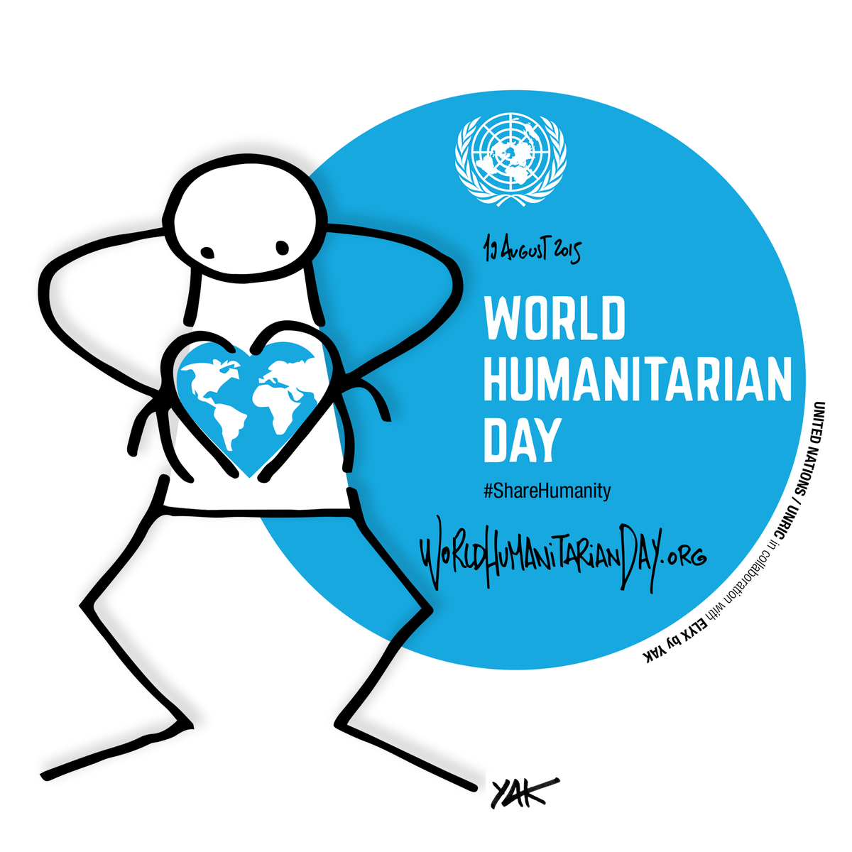 UN's tweet photo. Digital ambassador @ElyxYak helps #shareHumanity on World Humanitarian Day http://t.co/i4Ht26Cjal http://t.co/nP3zRN0TFf #Elyx70Days #UN70