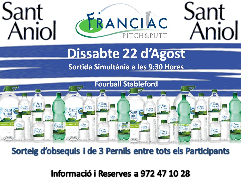 Aquest dissabte 22 Agost juguem l'aigues #Santaniol inscripcions a 972 47 10 28