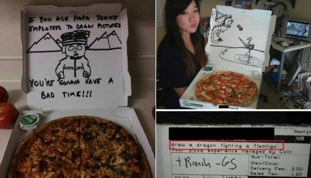 Unmotivating's tweet photo. Requesting Your Local Pizzeria To Draw Inside The Pizza Box Is Trending, And It’s Awesome! http://t.co/f9ykMxNH5I http://t.co/kK8iQ5ZCyq