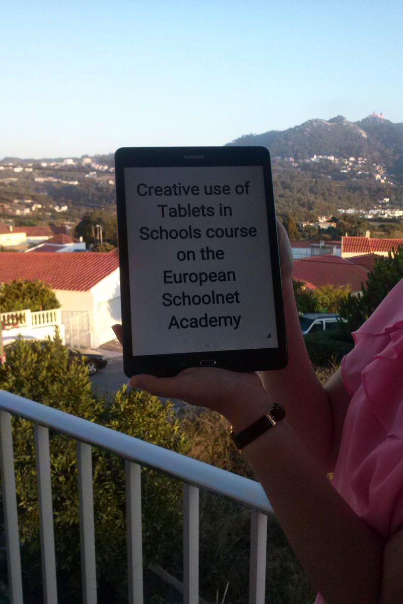 eu_schoolnet's tweet photo. Ana Rita Abaladas sent us a photo of her #tabletscourse prize with a view on the Sintra Mountains! Congratulations! http://t.co/oS0PUycOXH