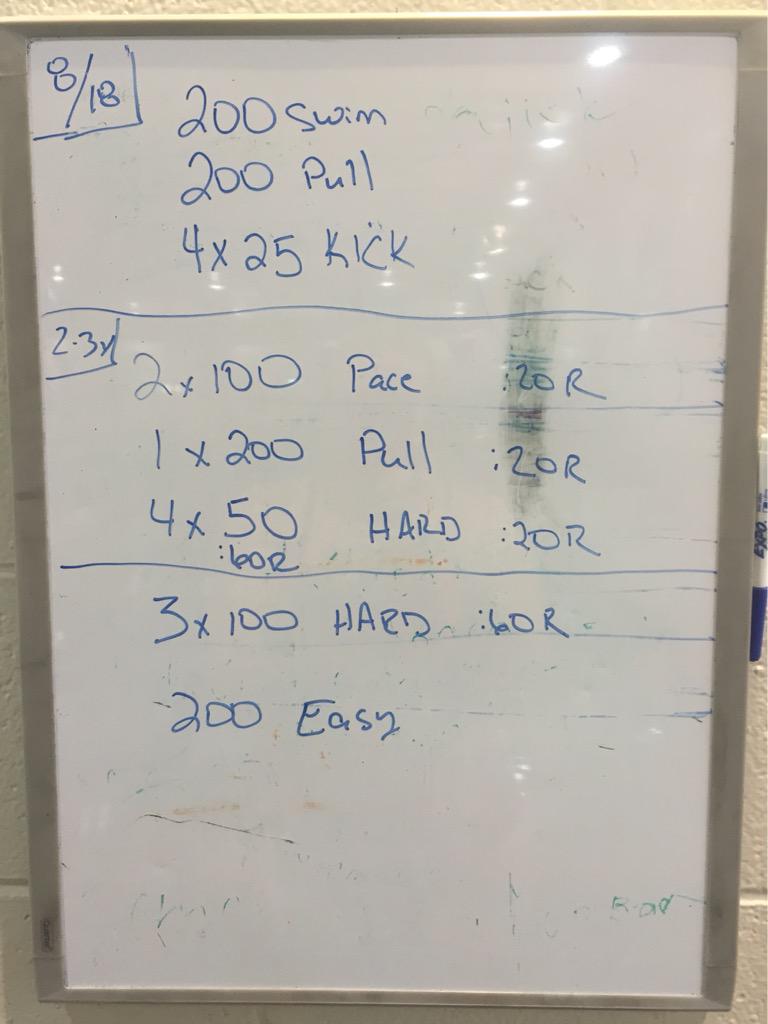 OMCTri's tweet photo. OMC #MasterSwim Workout of the Day (extra set at the end-extra torture for #IronmanTraining athletes 😉) #GoOMC #IMFL http://t.co/k1vK51lAfN