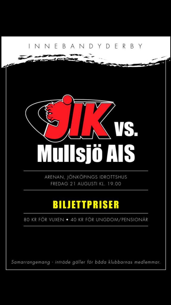 PÅMINNELSE!!
Vi tar emot <a href="/Mullsjoais/">Mullsjö AIS</a> nu på fredag den 21/8 klockan 19!
RT:a så det blir FULLSATT ✌️ #JIK #mais