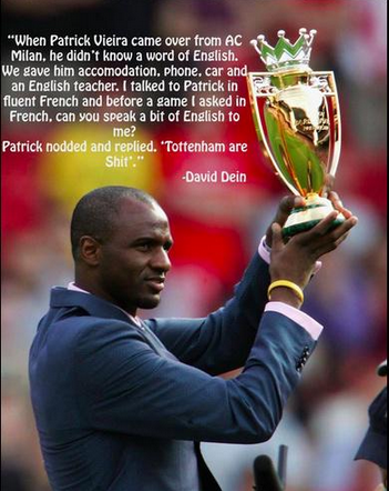 Footballtweet's tweet photo. Former Arsenal vice-chairman David Dein on Patrick Vieira. http://t.co/FGHqntqfW3