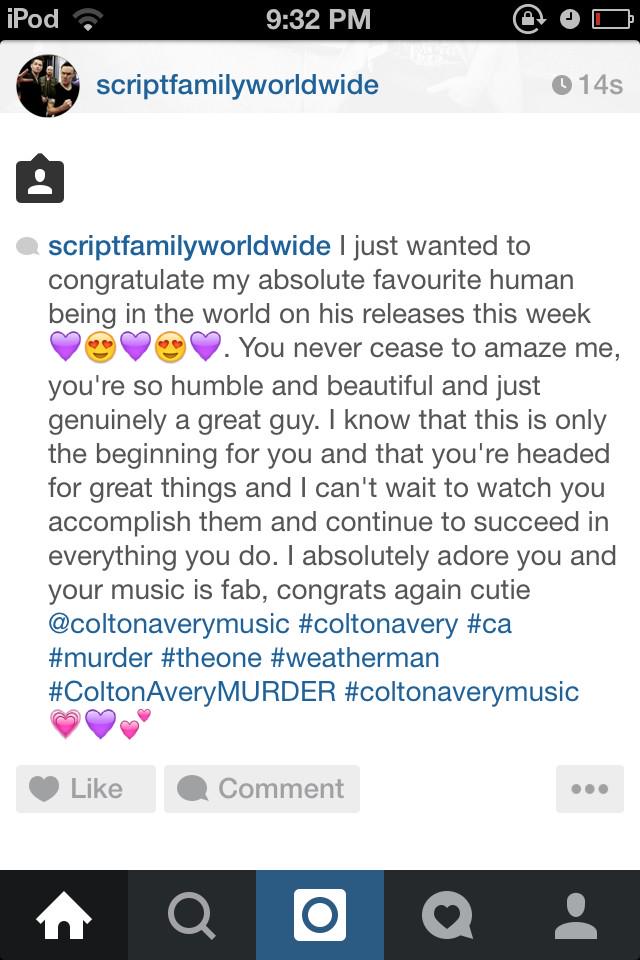 ScriptFamWW's tweet photo. @coltonavery  nothing but love for you 💜💛💙💚❤💗💓💕💖💞 http://t.co/tP36prKtQf
