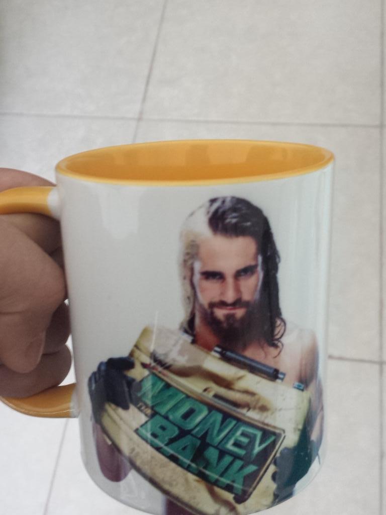 asadighian's tweet photo. Got this awesome @WWERollins #mug for my #birthday! #teamrollins #summerslam #ucantcknee #saviorfromcena #champ http://t.co/z9Ws2YPR2N