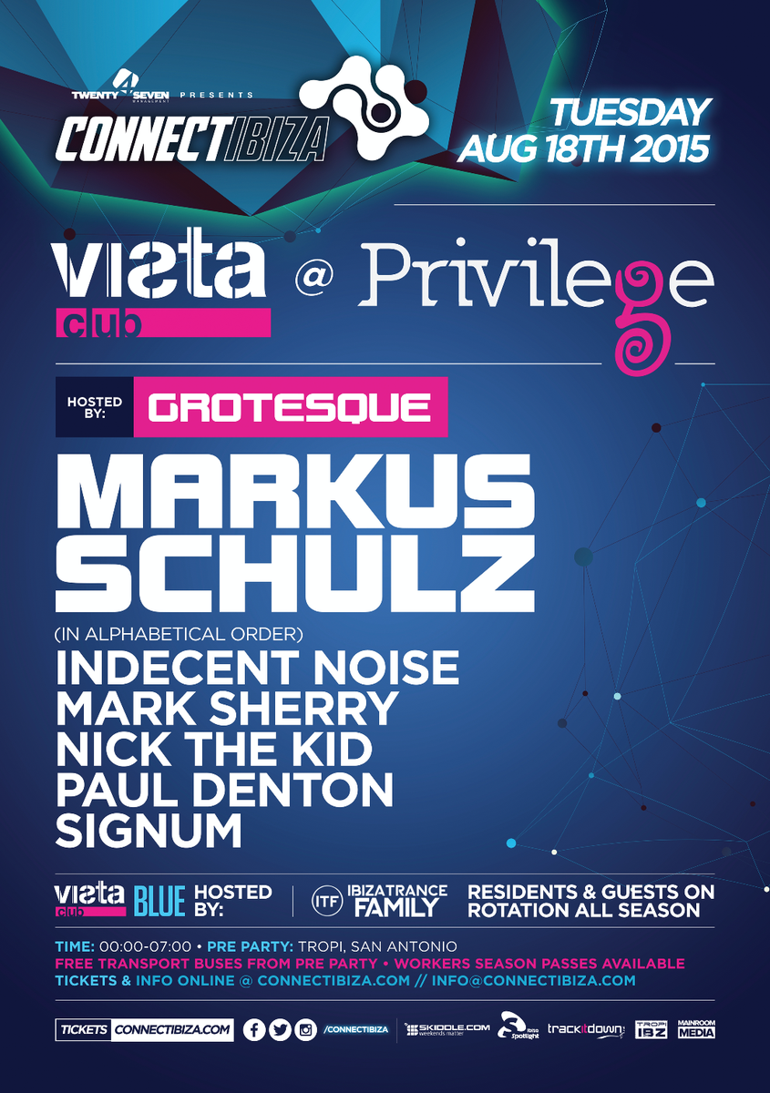 ConnectIbiza's tweet photo. The legend @MarkusSchulz returns w/ @IndecentNoise @MarkSherry @DJPaulDenton #AlexRyan &amp; #NickTheKid @Privilege_Ibiza http://t.co/Nv3k7SKr8e