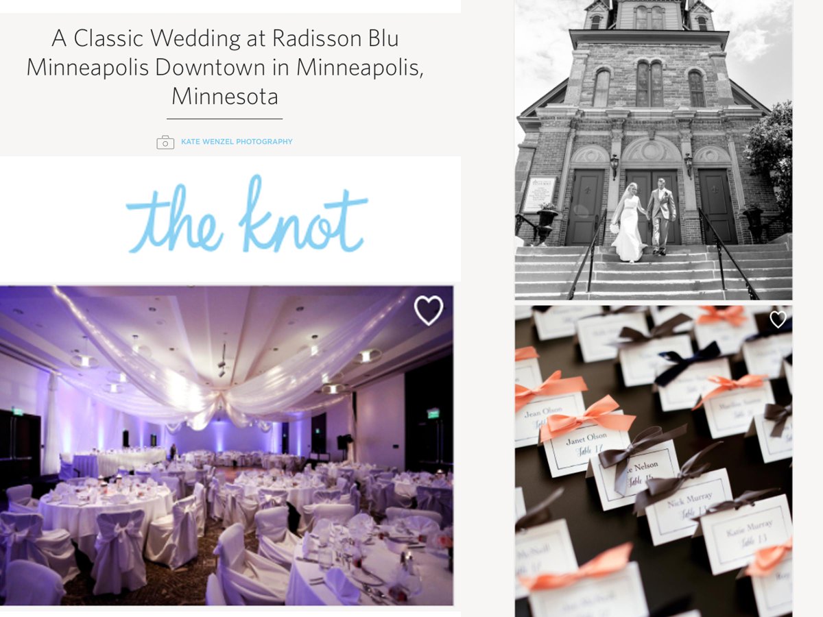 KateWenzelPhoto's tweet photo. Congrats to @RadissonBluMpls  for your featured in @theknot for Nicole and Michael's beautiful June wedding! http://t.co/OBNu8XyJxn