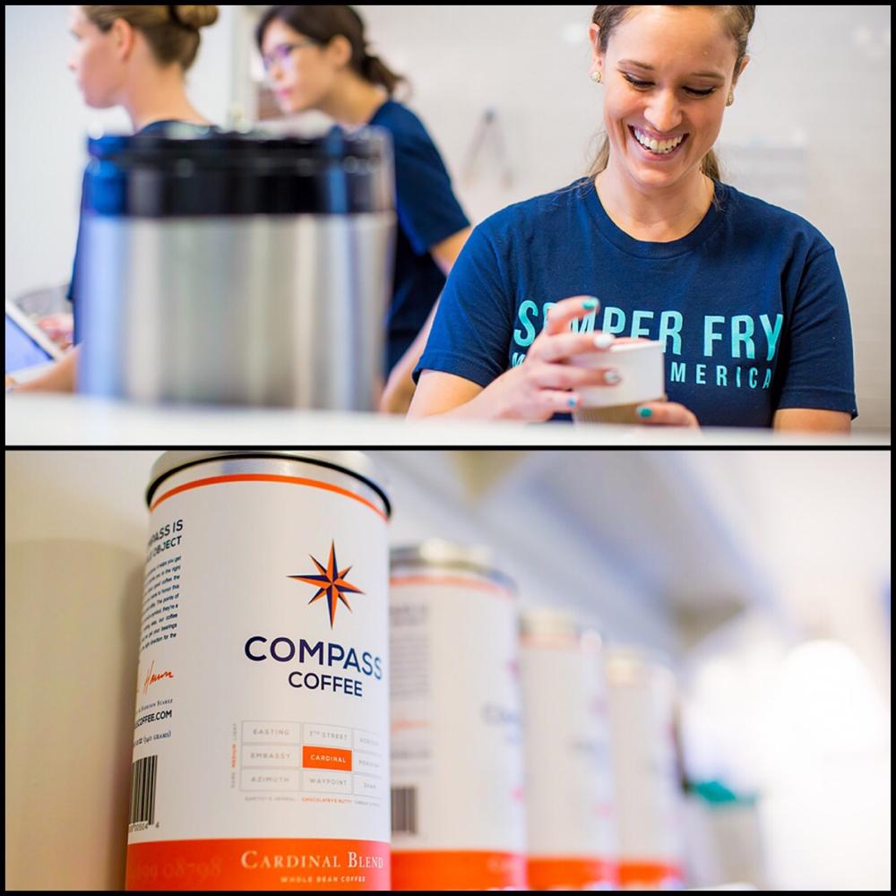 DCDoughnut's tweet photo. To celebrate being open on Tuesdays, come buy 2 doughnuts and get a FREE cup of @compasscoffeeDC! #SemperFry http://t.co/HXmNj8KwMt