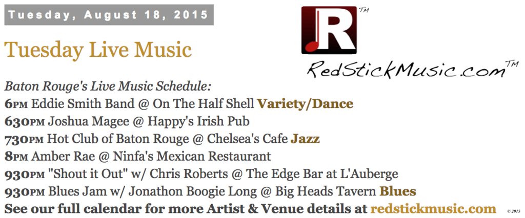Baton Rouge's Live Music Calendar