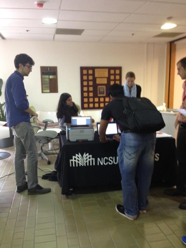 The info desk at D. H. Hill is hopping! Come visit today until 2:00.