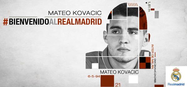 DeadlineDayLive's tweet photo. DEAL DONE: Real Madrid have signed Mateo Kovačić from Inter Milan for £22.5m on a 5-year deal. (Source: @realmadrid) http://t.co/iICYW0erzk