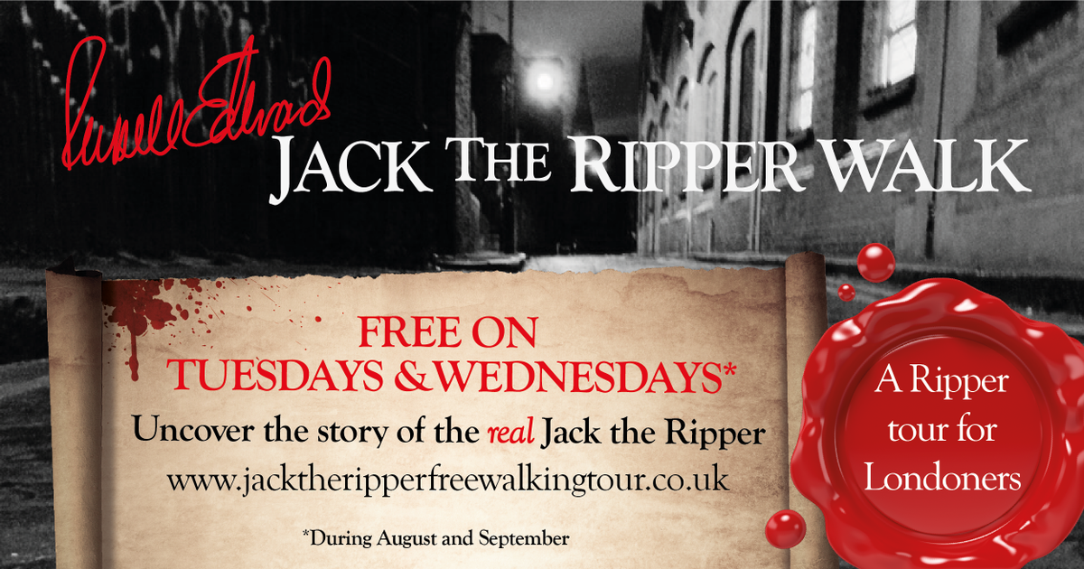 rippertourldn's tweet photo. #JackTheRipper walk you haven’t got around to doing yet #free #London #truecrime book now: http://t.co/Nsg9odkhya http://t.co/2wfSrjAkd9
