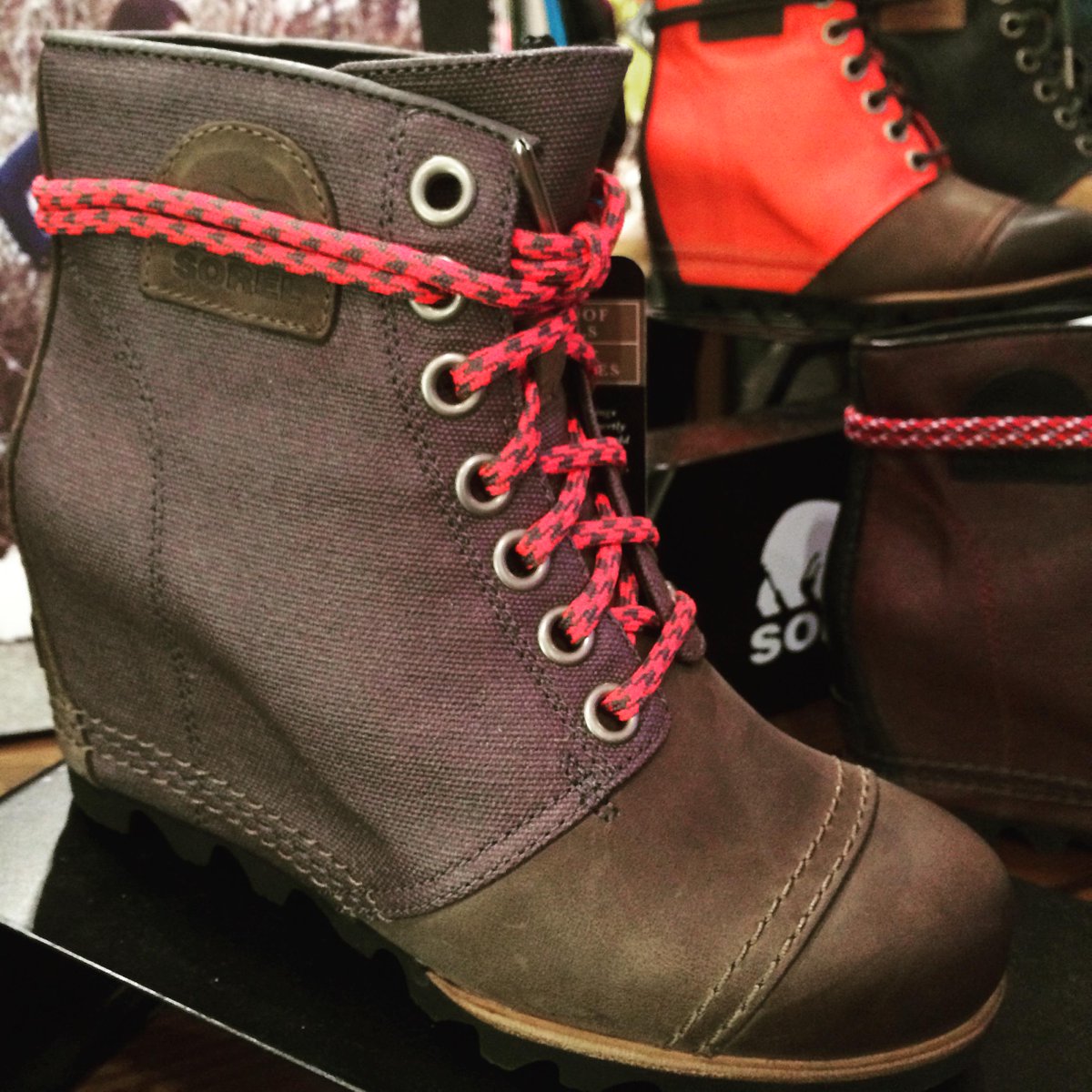 WestfieldSC's tweet photo. Fashion statement hiking boots @Escape_Outdoors http://t.co/QRGVwC38XL
