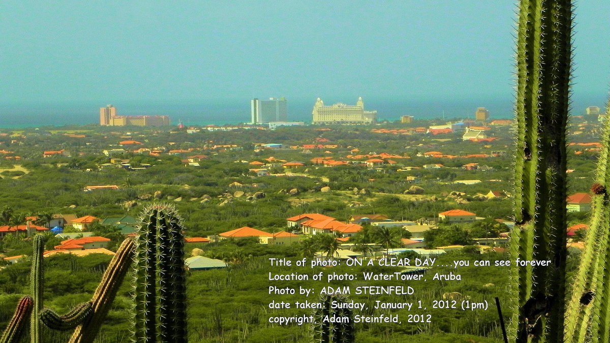 scenic photo, I shot, on top of watertower, over looking high-rise resorts, in Aruba, a few years back.
